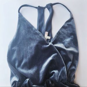 Gianni Bini blue velour jumpsuit (XS)